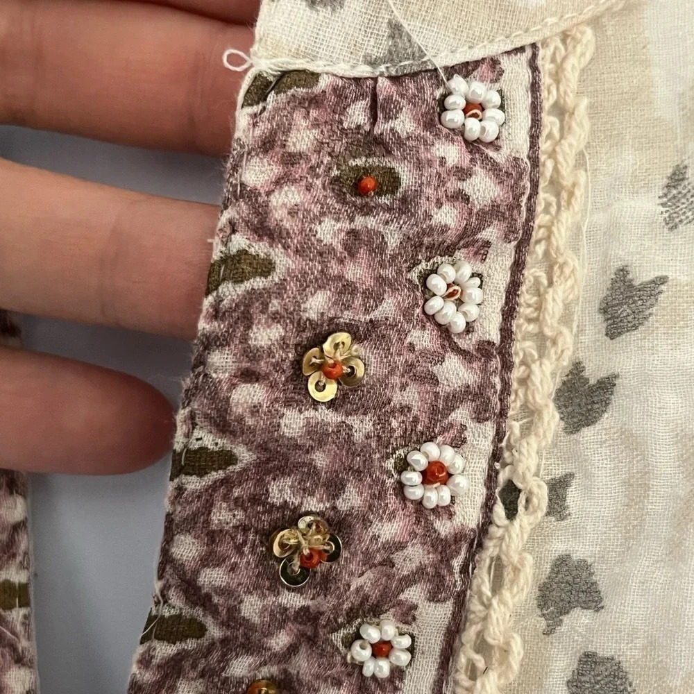 Stunning Cottagecore maxi dress/Gold foil detail/ Size France 44 (Size US 12/L) - Picture 16 of 16